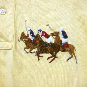【極美品】ポロバイラルフローレン　ポロシャツ　ビッグポニー　イエロー 美品 90s ラルフローレン ブラジル イエロー 刺繍 ビッグポニー