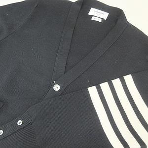 トムブラウン THOM BROWNE 美品 4BAR メリノウール Vネック ニット カーディガン 長袖 薄手 ネイビー 2 0613 メンズ