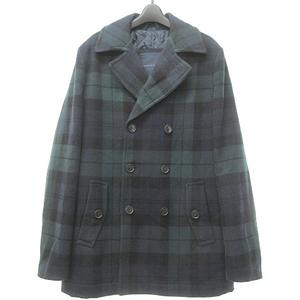 トミーヒルフィガー TOMMY HILFIGER チェック Pコート ジャケット ウール 総柄 M 国内正規品 紺 ネイビー 緑 グリーン STK 0718 メンズ
