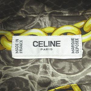 セリーヌ CELINE チェーン柄 シャツ ブラウス 長袖 スタンドカラー 