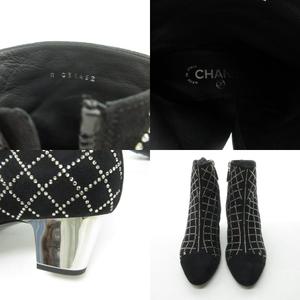 シャネル CHANEL スウェード ラインストーン チェック サイド