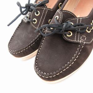 シャネル CHANEL デッキシューズ スエード チェーン 36 23cm 茶 ブラウン /UO IBO61 レディース