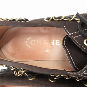 シャネル CHANEL デッキシューズ スエード チェーン 36 23cm 茶 ブラウン /UO IBO61 レディース