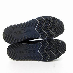 ジミーチュウ JIMMY CHOO スター ニット スニーカー シューズ スリッポン ロゴ ラメ 総柄 イタリア製 紺 ネイビー 35 約22.5cm 0610 レディース