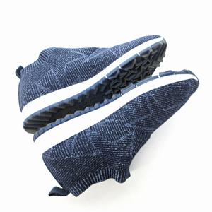 ジミーチュウ JIMMY CHOO スター ニット スニーカー シューズ スリッポン ロゴ ラメ 総柄 イタリア製 紺 ネイビー 35 約22.5cm 0610 レディース