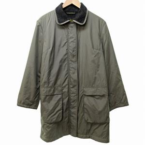 ハンティングワールド HUNTING WORLD ナイロン ステンカラーコート ジャケット 裏地モヘア 緑 グリーンカーキ 42 約L 0610 IBO73 レディース