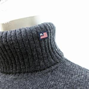 ポロジーンズ ラルフローレン POLO JEANS 美品 星条旗ロゴ ハイネック ニット セーター ウール グレー S 0617 レディース