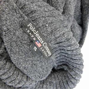 ポロジーンズ ラルフローレン POLO JEANS 美品 星条旗ロゴ ハイネック ニット セーター ウール グレー S 0617 レディース