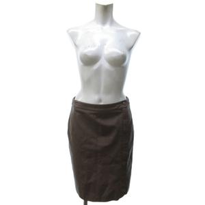 ラルフローレン RALPH LAUREN ブラックレーベル レザー ひざ丈 タイトスカート ジップアップスカート 茶 ブラウン 2 約S IBO79 0914 レディース