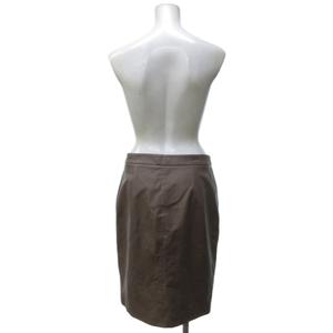 ラルフローレン RALPH LAUREN ブラックレーベル レザー ひざ丈 タイトスカート ジップアップスカート 茶 ブラウン 2 約S IBO79 0914 レディース