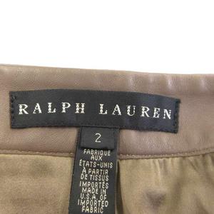 ラルフローレン RALPH LAUREN ブラックレーベル レザー ひざ丈 タイトスカート ジップアップスカート 茶 ブラウン 2 約S IBO79 0914 レディース