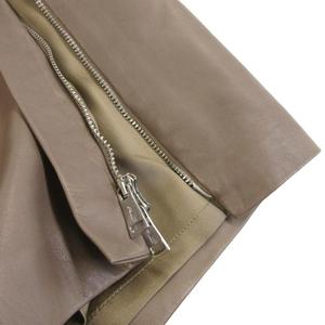 ラルフローレン RALPH LAUREN ブラックレーベル レザー ひざ丈 タイトスカート ジップアップスカート 茶 ブラウン 2 約S IBO79 0914 レディース