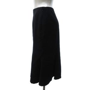 ラルフローレン RALPH LAUREN 美品 フレアスカート フリル ひざ丈 無地 黒 ブラック 7 約S IBO79 0914 レディース