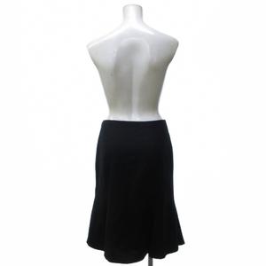 ラルフローレン RALPH LAUREN 美品 フレアスカート フリル ひざ丈 無地 黒 ブラック 7 約S IBO79 0914 レディース