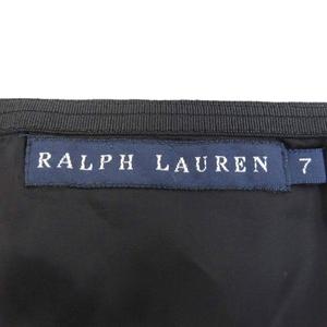 ラルフローレン RALPH LAUREN 美品 フレアスカート フリル ひざ丈 無地 黒 ブラック 7 約S IBO79 0914 レディース