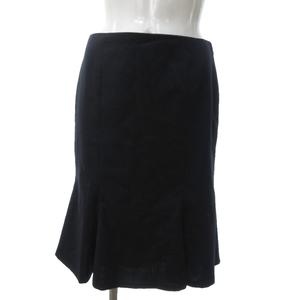 ラルフローレン RALPH LAUREN 美品 フレアスカート フリル ひざ丈 無地 黒 ブラック 7 約S IBO79 0914 レディース