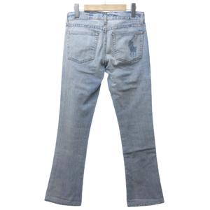 ラルフローレン RALPH LAUREN 美品 デニム ジーンズ ジーパン ビジュー ポニー USED加工 インディゴブルー 27 0929 レディース