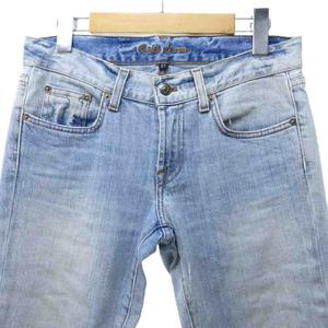 ラルフローレン RALPH LAUREN 美品 デニム ジーンズ ジーパン ビジュー ポニー USED加工 インディゴブルー 27 0929 レディース