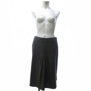 ラルフローレン RALPH LAUREN 美品 タックスカート フレアスカート ひざ丈 ウール グレー 2 約XS 0929 レディース