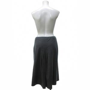 ラルフローレン RALPH LAUREN 美品 タックスカート フレアスカート ひざ丈 ウール グレー 2 約XS 0929 レディース