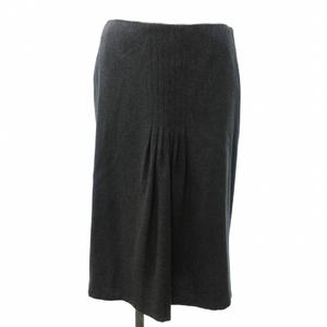 ラルフローレン RALPH LAUREN 美品 タックスカート フレアスカート ひざ丈 ウール グレー 2 約XS 0929 レディース
