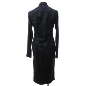 ラルフローレン RALPH LAUREN 美品 シャツワンピース 長袖 ロング丈 ストライプ 黒 ブラック 4 約S 0929 レディース