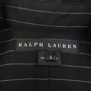 ラルフローレン RALPH LAUREN 美品 シャツワンピース 長袖 ロング丈 ストライプ 黒 ブラック 4 約S 0929 レディース