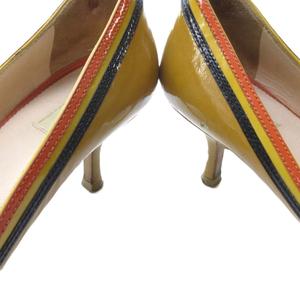 プラダ PRADA エナメル リボン パンプス ラウンドトゥ ヒール ベージュ 約22.5cm IBO81 1016 レディース