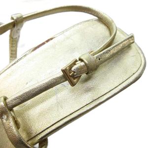 プラダ PRADA ストラップ 編み込み サンダル ミュール ラウンドトゥ ヒール ゴールド 約22.5cm IBO81 1016 レディース