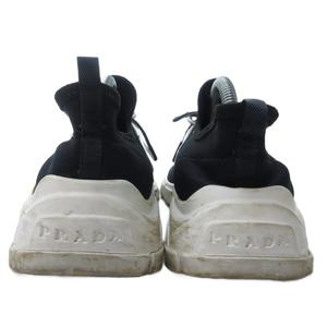 プラダ PRADA ニット ファブリック スニーカー スリッポン ローカット ロゴ 黒 ブラック 約23cm IBO81 1019 レディース