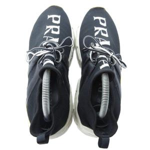 プラダ PRADA ニット ファブリック スニーカー スリッポン ローカット ロゴ 黒 ブラック 約23cm IBO81 1019 レディース