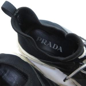 プラダ PRADA ニット ファブリック スニーカー スリッポン ローカット ロゴ 黒 ブラック 約23cm IBO81 1019 レディース
