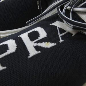 プラダ PRADA ニット ファブリック スニーカー スリッポン ローカット ロゴ 黒 ブラック 約23cm IBO81 1019 レディース