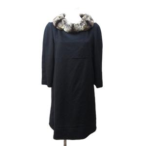 フェンディ FENDI チンチラファー ウール ワンピース ロング 毛皮 黒  