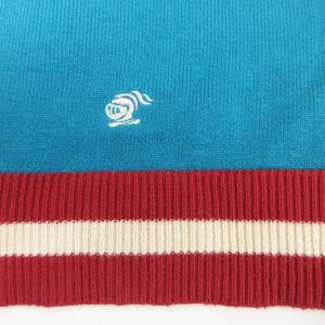 ラブレス LOVELESS ニット セーター シルク混 ロゴ刺繍 クルーネック 3 約L 青緑 系 1213 メンズ