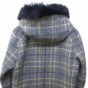 ラブレス LOVELESS 美品 ファー チェック ロングコート ダブルジップ ウール グレー Mサイズ 1220 メンズ