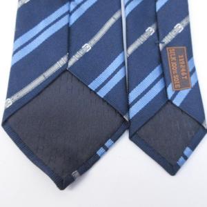 エルメス HERMES 美品 ネクタイ シルク レジメンタルストライプ ベルト柄 馬具 ビジネス 紺 ネイビー 系 IBO87 0204 メンズ