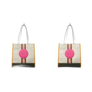 未使用品 コーチ COACH デンプシー トートバッグ ショルダー シグネチャー ロゴ 切替 レザー スクエア マルチカラー ベージュ 系 1917 0405 レディース