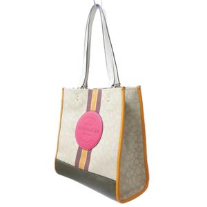 未使用品 コーチ COACH デンプシー トートバッグ ショルダー シグネチャー ロゴ 切替 レザー スクエア マルチカラー ベージュ 系 1917 0405 レディース