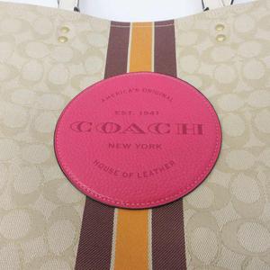 未使用品 コーチ COACH デンプシー トートバッグ ショルダー シグネチャー ロゴ 切替 レザー スクエア マルチカラー ベージュ 系 1917 0405 レディース