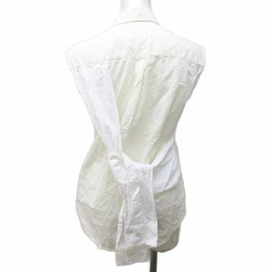 エムエムシックス メゾンマルジェラ MM6 Maison Margiela 22SS シャツ ブラウス 変形デザイン 切替 総柄 ノースリーブ 36 約S ベージュ ホワイト 系 S62DL0058 0426 レディース