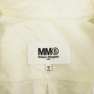 エムエムシックス メゾンマルジェラ MM6 Maison Margiela 22SS シャツ ブラウス 変形デザイン 切替 総柄 ノースリーブ 36 約S ベージュ ホワイト 系 S62DL0058 0426 レディース