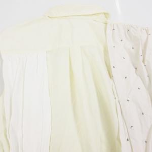 エムエムシックス メゾンマルジェラ MM6 Maison Margiela 22SS シャツ ブラウス 変形デザイン 切替 総柄 ノースリーブ 36 約S ベージュ ホワイト 系 S62DL0058 0426 レディース