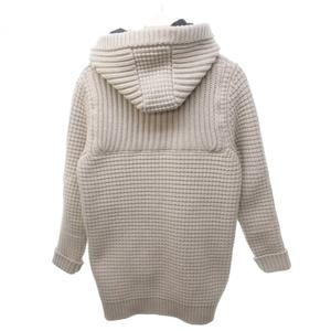バーク Bark 美品 ニットダッフルコート カウチンセーター 極厚 フード ローゲージ ウール トグルボタン ミドル丈 ベージュ /HW メンズ