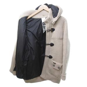 バーク Bark 美品 ニットダッフルコート カウチンセーター 極厚 フード ローゲージ ウール トグルボタン ミドル丈 ベージュ /HW メンズ