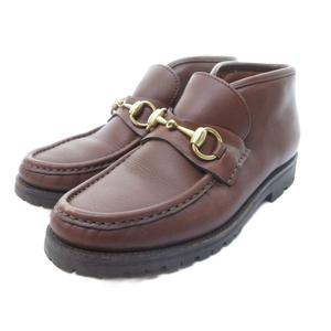 グッチ GUCCI ホースビット レザーシューズ モックトゥ 茶 ブラウン 35 1/2  ■AO5 レディース