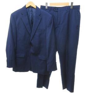 ローレンラルフローレン LAUREN RALPH LAUREN スーツ セットアップ ウール テーラードジャケット シングル ノッチドラペル スラックス センタープレス 紺 ネイビー  ■AO5 メンズ