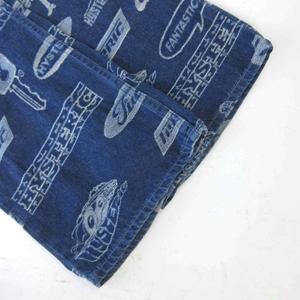 ヒステリックグラマー HYSTERIC GLAMOUR 美品 90s ブーツカットデニム 総柄 ローライズ フレア ボタンフライ インディゴブルー S レディース