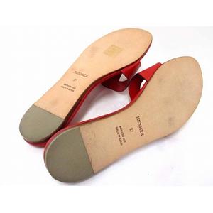 HERMES リスボア シェーヌ ダンクルモチーフ レザー レッドサンダル 36 HERMES リスボア シェーヌ ダンクルモチーフ レザー レッドサンダル 36