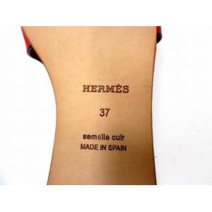 HERMES リスボア シェーヌ ダンクルモチーフ レザー レッドサンダル 36 エルメス HERMES サンダル リスボア シェーヌ ダンクルモチーフ レザー